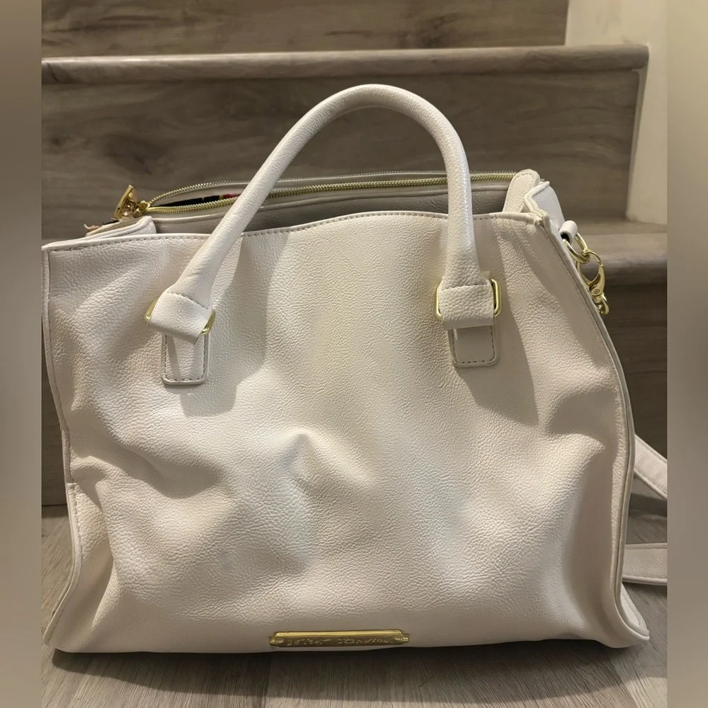 NWT Betsey Johnson Beige Floral Bow Satchel - Picture 2 of 5